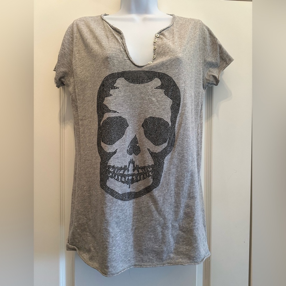 Zadig and Voltaire grey skull tee t shirt